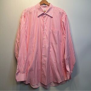 Peter Millar Crown Shirt Button-Up Mens Sz XL 100% Cotton Pink Checked